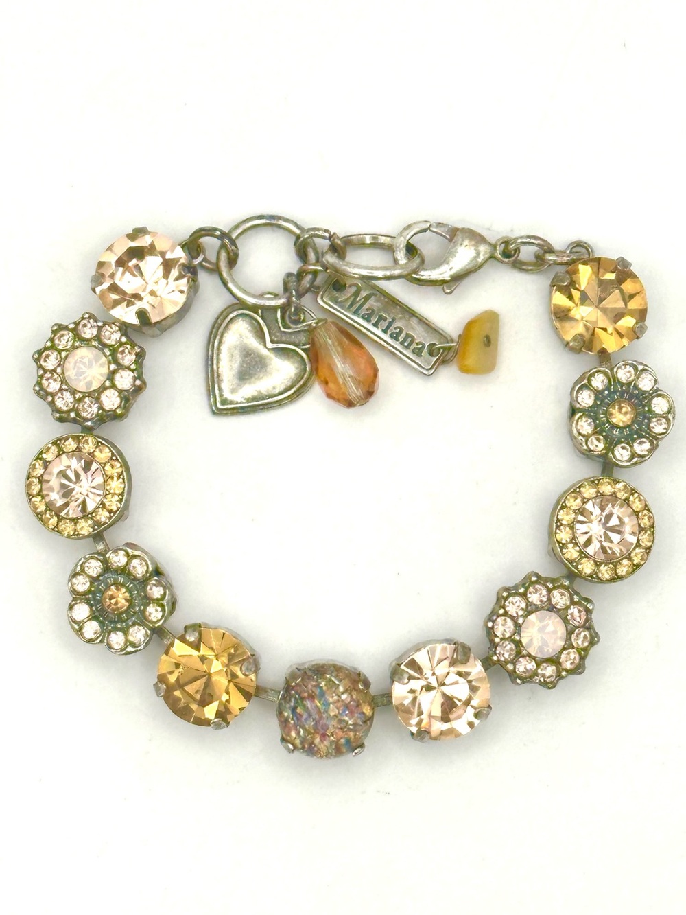 Mariana Champagne & Caviar Floral Mosaic Crystal Bracelet